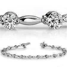 Real White Gold Diamonds Bracelet Sparkling 4 Ct Round Cut 14K - Tennis Bracelet-harrychadent.ca