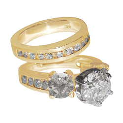 Real Yellow Gold Diamond Ring Fancy Engagement Set 6.50 Carats