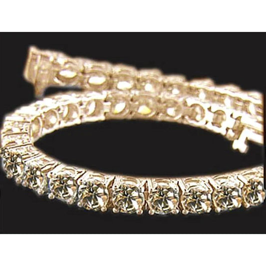 Real Champagne Natural Earth Mined Diamond Gold Tennis Bracelet