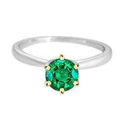 14K Two Tone Gold GIA Certified Colombian Emerald Precious Stone