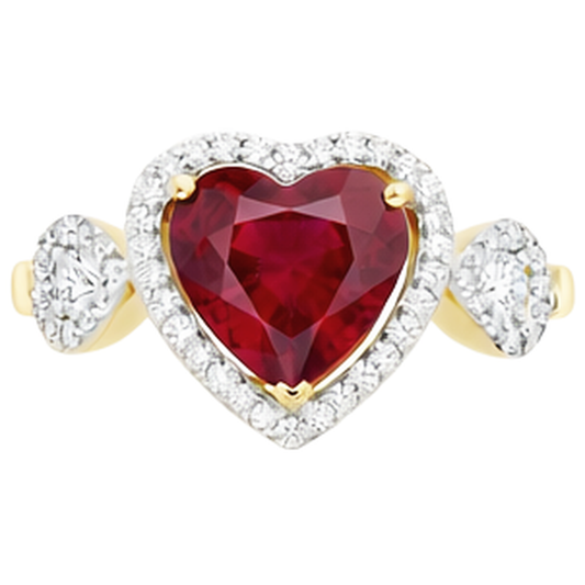 natural round ruby 6.65ct ring front view