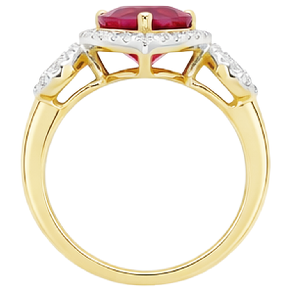 natural round ruby 6.65ct ring on white background
