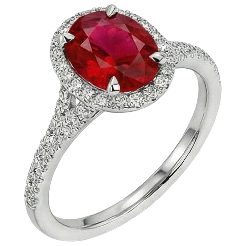 natural round ruby 3.30ct ring side angle