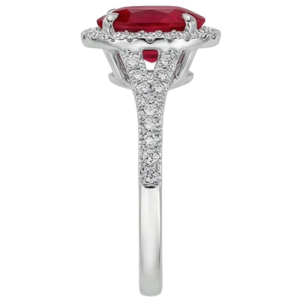 natural round ruby 3.30ct ring close up detail