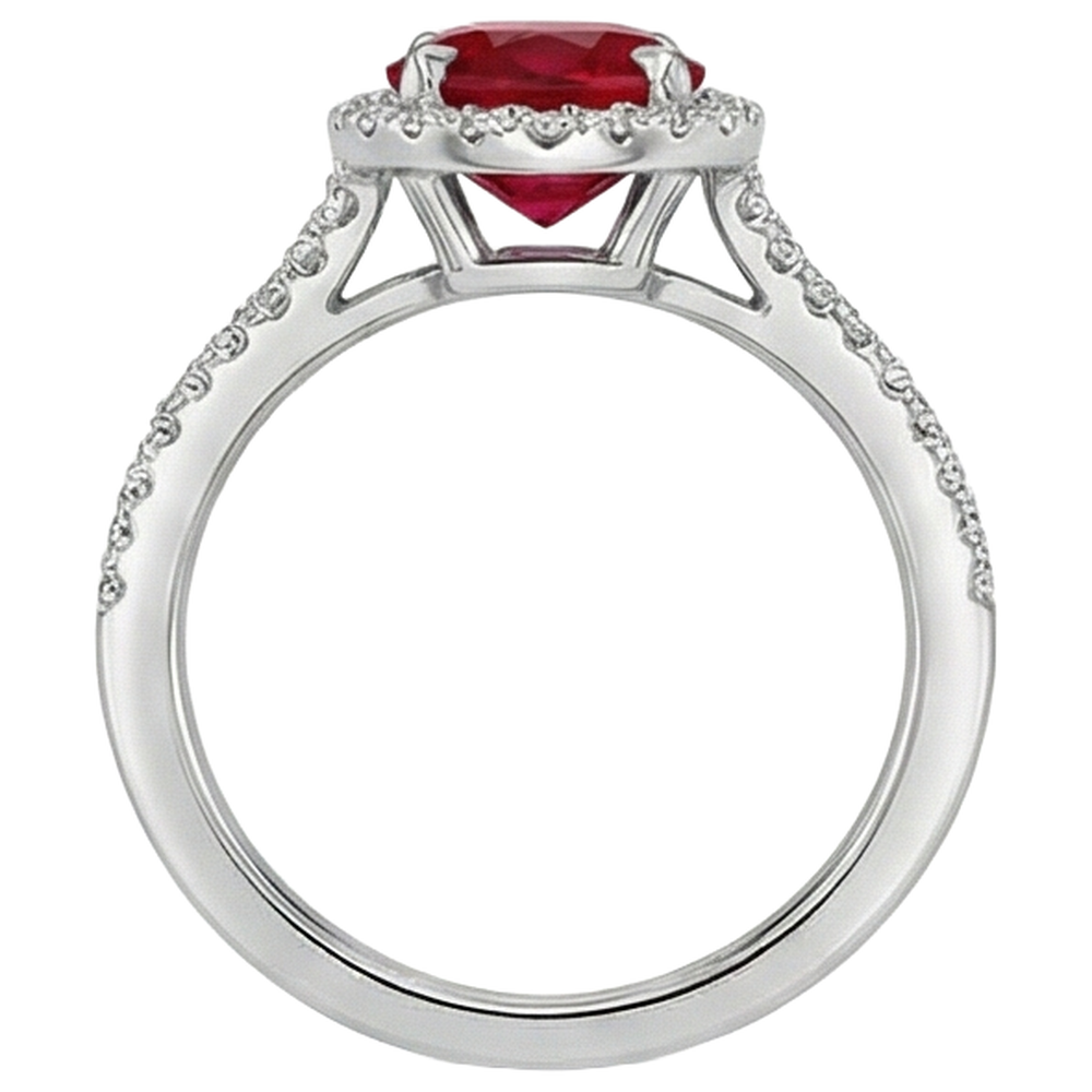 natural round ruby 3.30ct ring profile view