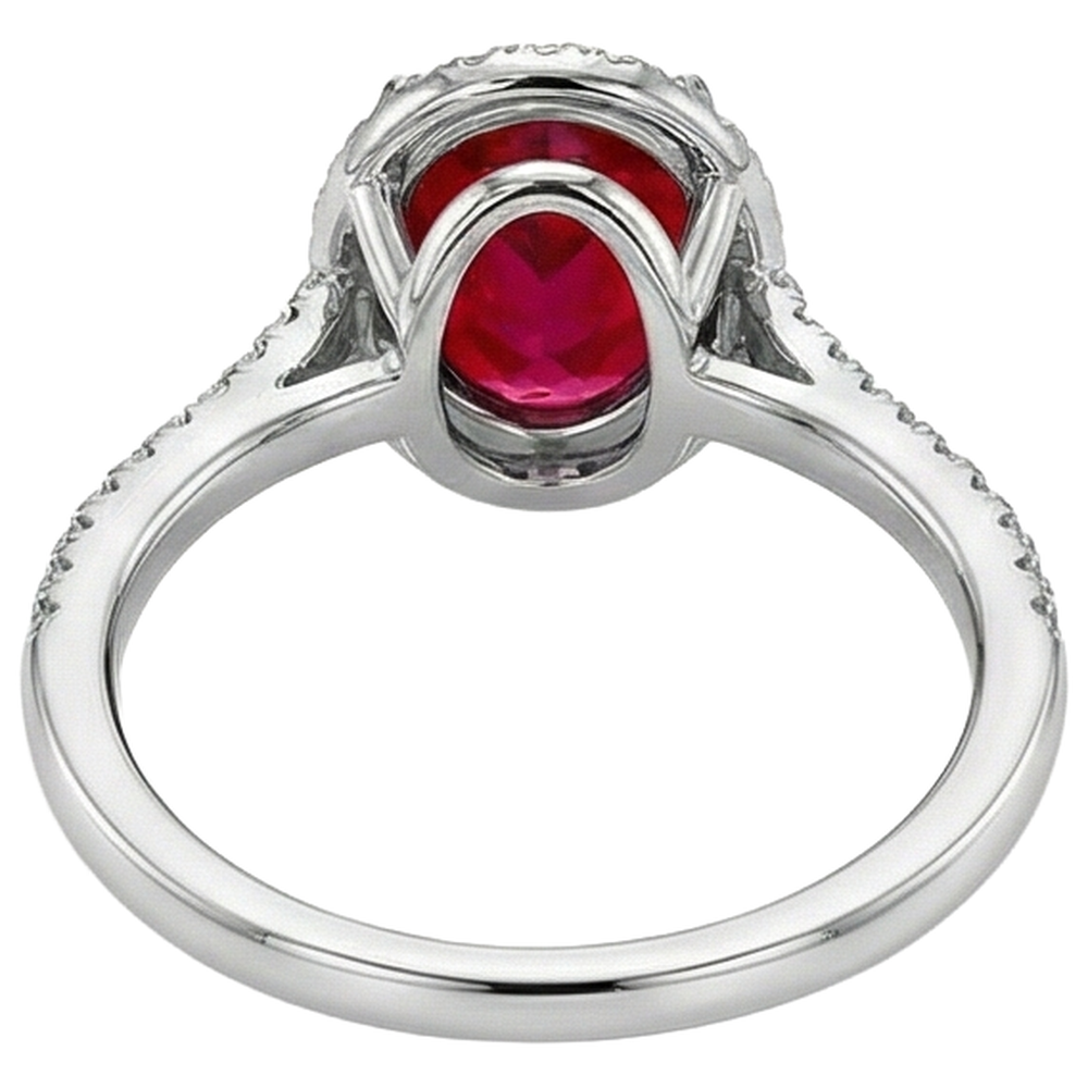 natural round ruby 3.30ct ring on white background