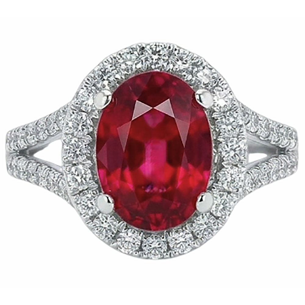 natural round ruby 6.75ct ring front view