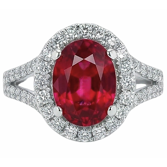 natural round ruby 6.75ct ring front view