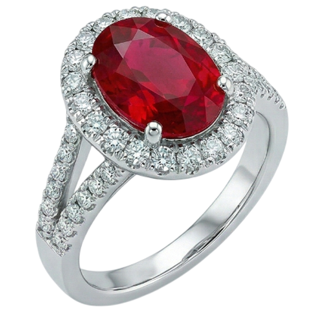 natural round ruby 6.75ct ring close up detail