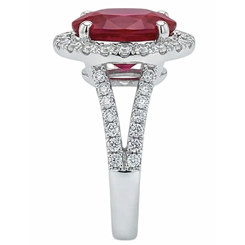 natural round ruby 6.75ct ring profile view