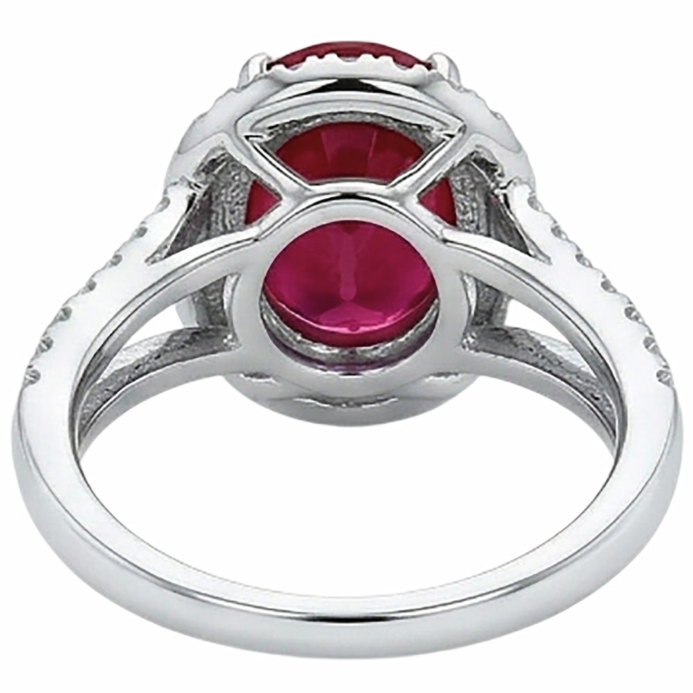 natural round ruby 6.75ct ring on white background