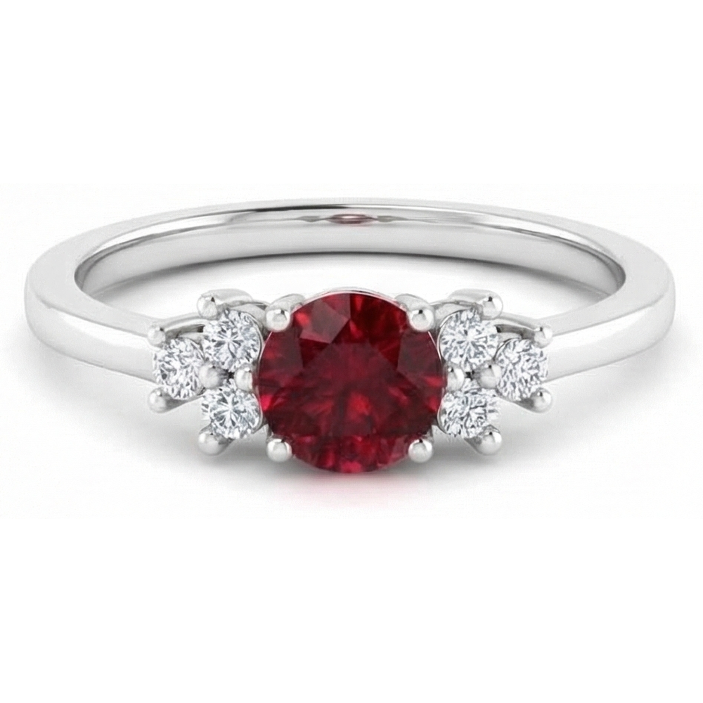 natural round ruby 1.50ct ring top view