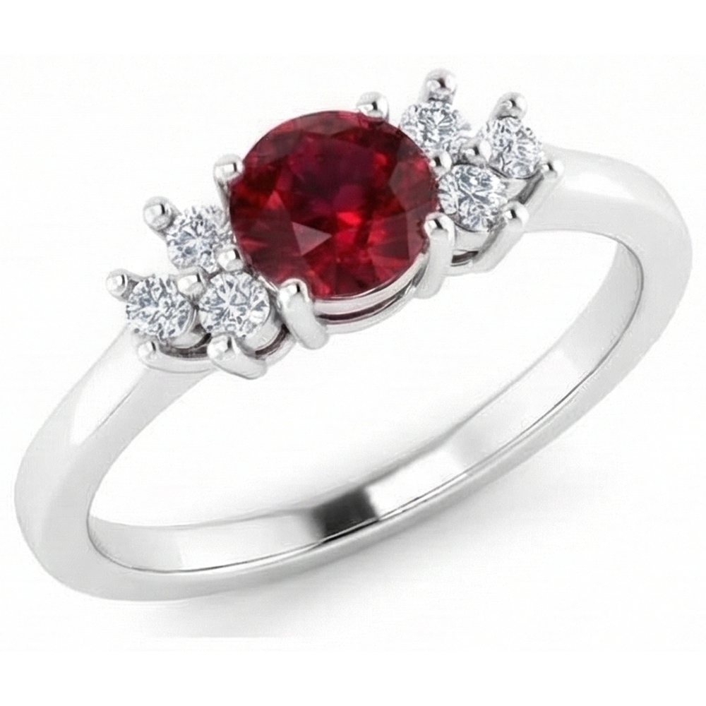 natural round ruby 1.50ct ring profile view