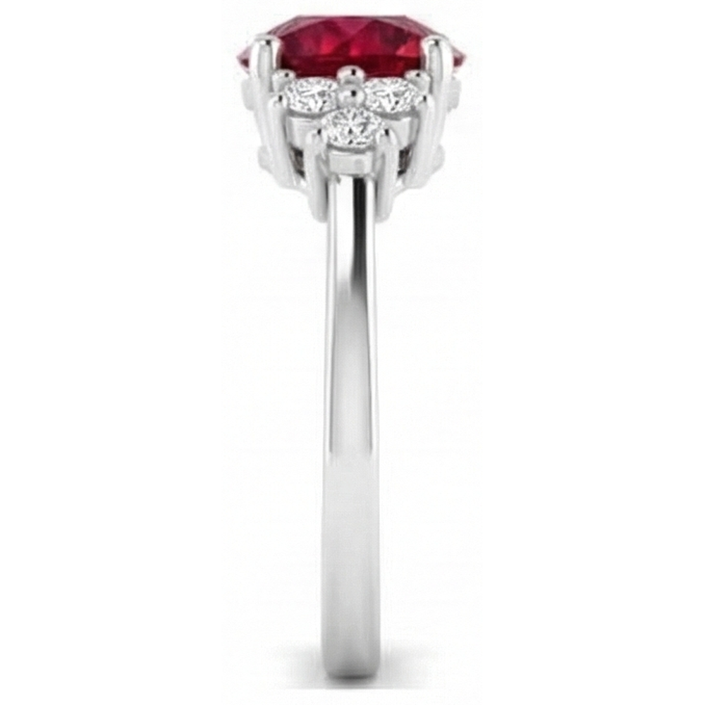 natural round ruby 1.50ct ring on white background