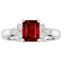 Red Ruby And Natural Earth Mined Diamond ( Not Lab Grown )s 3.40 Carats Ring White Gold 14K