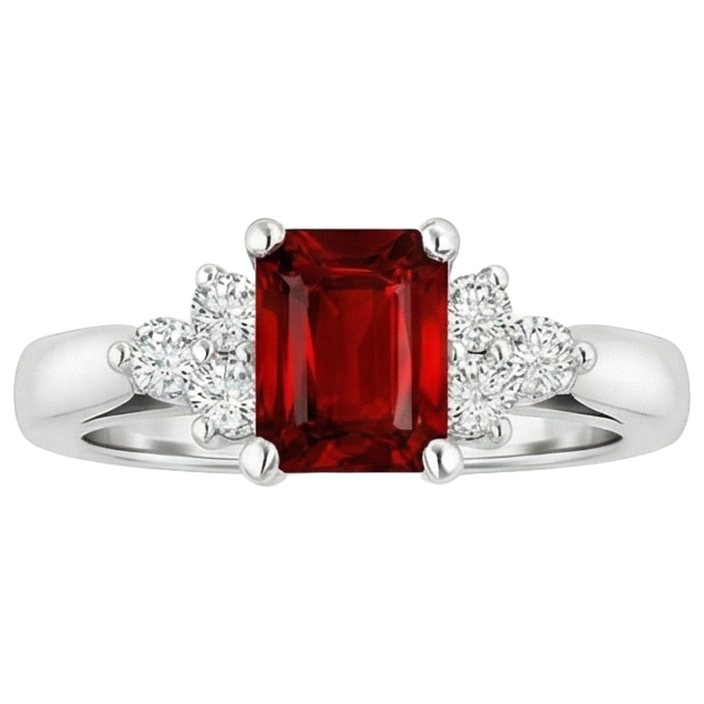 Red Ruby And Natural Earth Mined Diamond ( Not Lab Grown )s 3.40 Carats Ring White Gold 14K