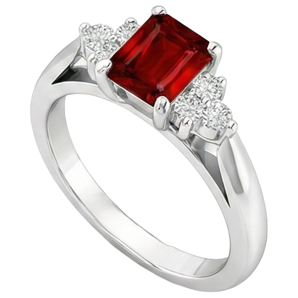 Red Ruby And Natural Earth Mined Diamond ( Not Lab Grown )s 3.40 Carats Ring White Gold 14K