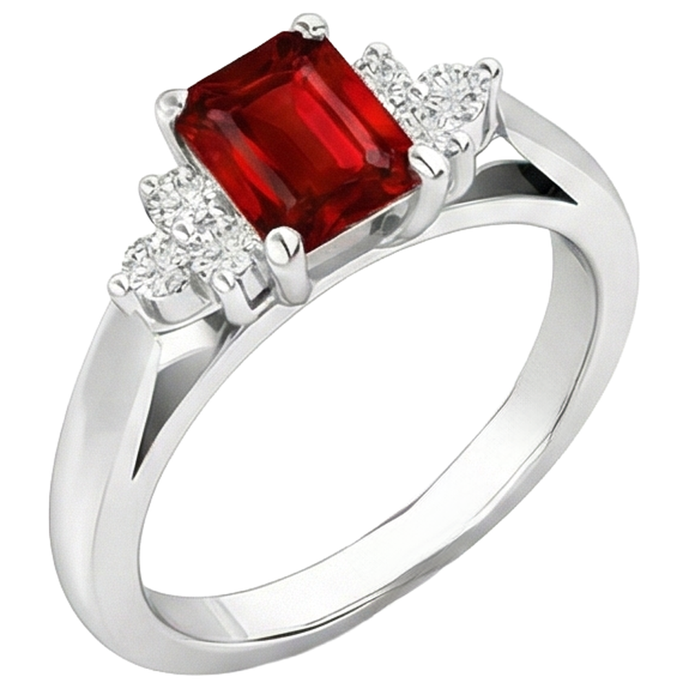 Red Ruby And Natural Earth Mined Diamond ( Not Lab Grown )s 3.40 Carats Ring White Gold 14K