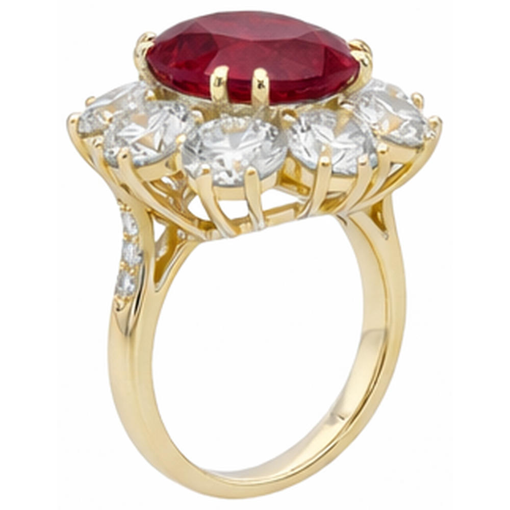 Red Ruby Gemstone Cocktail Ring