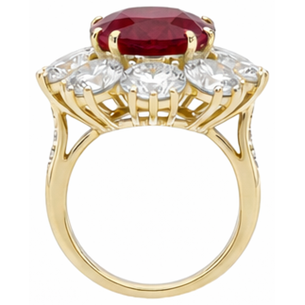 Red Ruby Gemstone Cocktail Ring