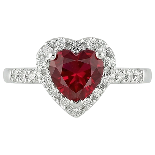 Red Ruby Gemstone With Natural Earth Mined Diamond ( Not Lab Grown ) Ring White Gold Jewelry 3.20 Carats