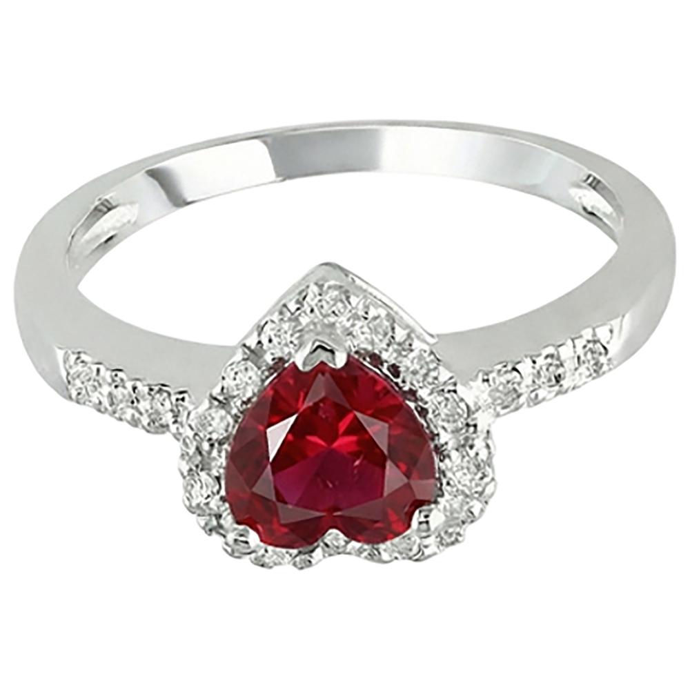 Red Ruby Gemstone With Natural Earth Mined Diamond ( Not Lab Grown ) Ring White Gold Jewelry 3.20 Carats