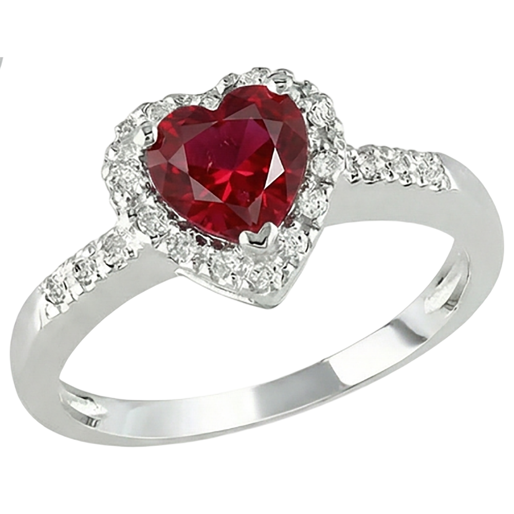 Red Ruby Gemstone With Natural Earth Mined Diamond ( Not Lab Grown ) Ring White Gold Jewelry 3.20 Carats