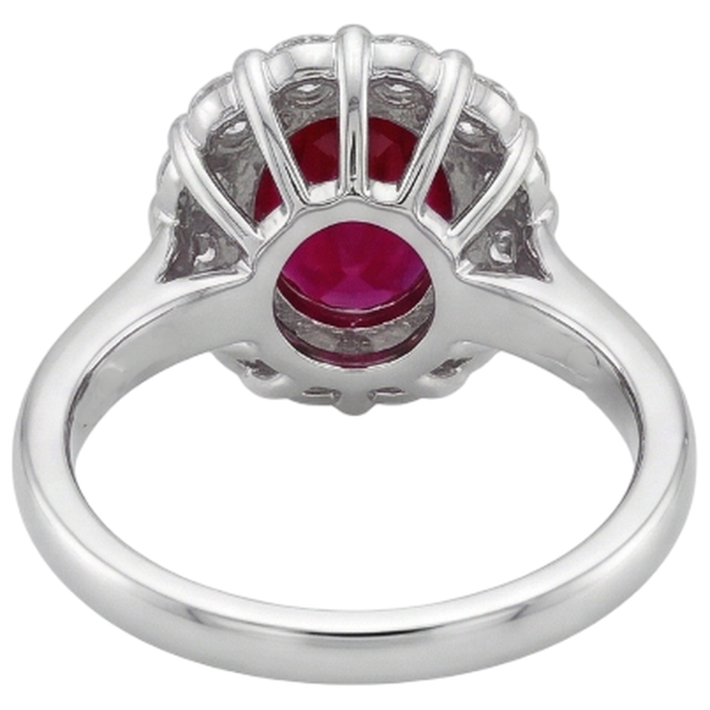 Red Ruby Halo Natural Earth Mined Diamond ( Not Lab Grown ) Wedding Ring White Gold 14K 6.5 Ct