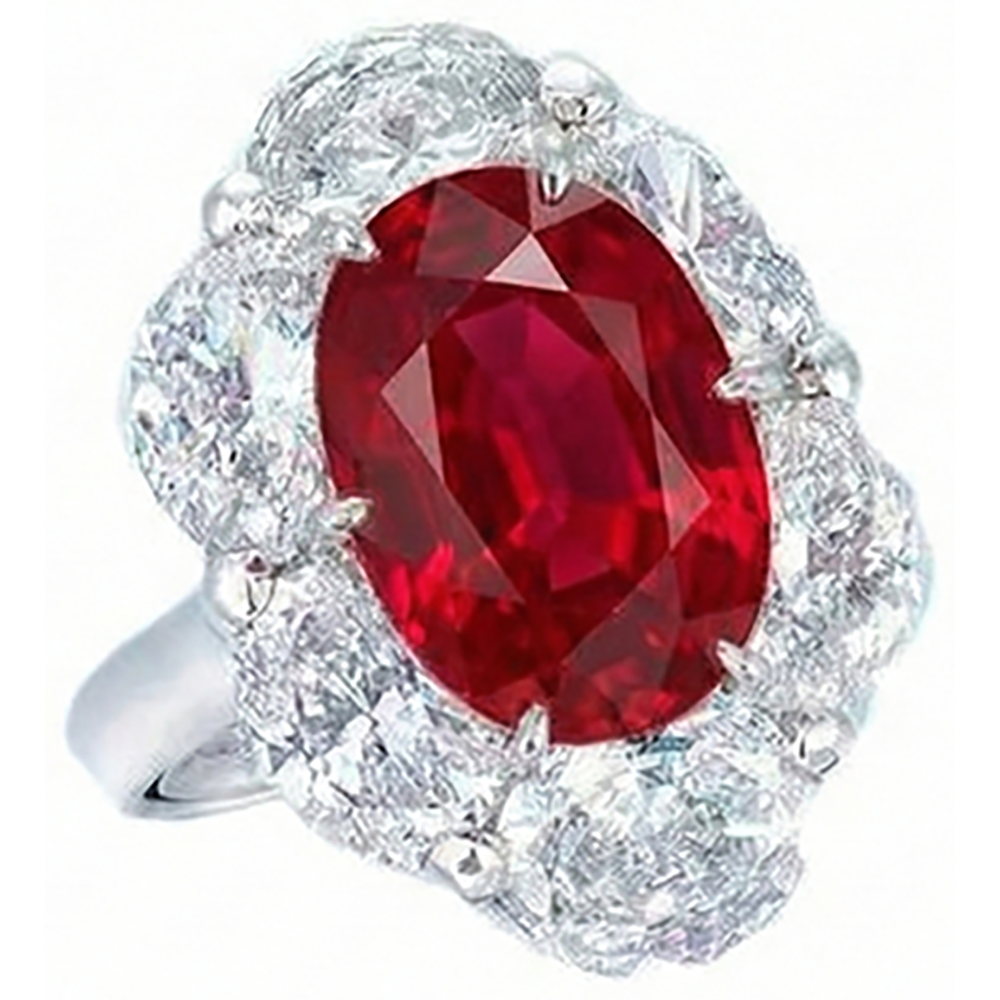 Red Ruby With Halo Natural Earth Mined Diamond ( Not Lab Grown ) Ring White Gold 14K 5.25 Ct Gemstone New