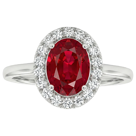 Red Ruby With Natural Earth Mined Diamond ( Not Lab Grown ) s 3.75 Ct Ring 14K Gold White New