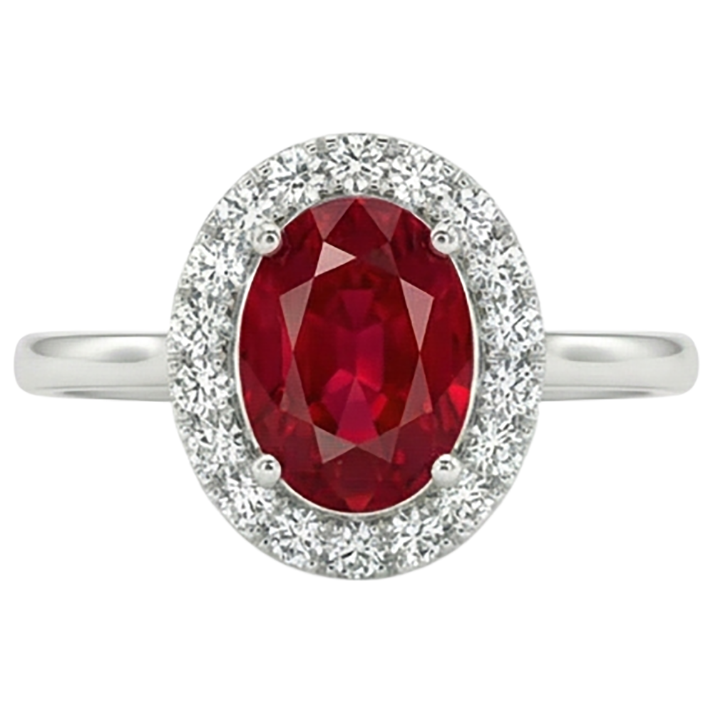 Red Ruby With Natural Earth Mined Diamond ( Not Lab Grown ) s 3.75 Ct Ring 14K Gold White New