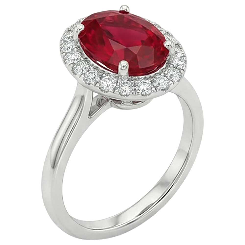 Red Ruby With Natural Earth Mined Diamond ( Not Lab Grown ) s 3.75 Ct Ring 14K Gold White New