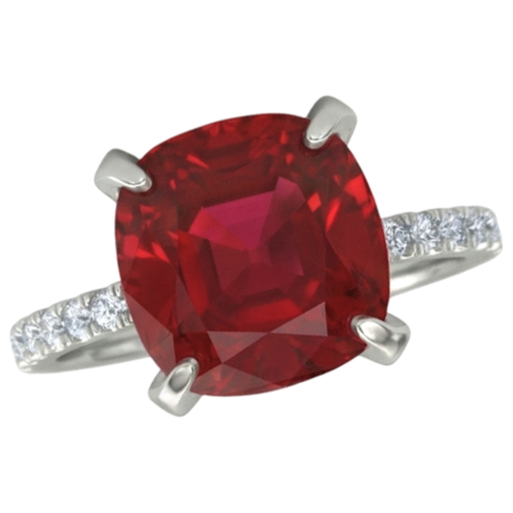 Red Ruby With Natural Earth Mined Diamond ( Not Lab Grown ) s 4.25 Carats Ring 14K White Gold