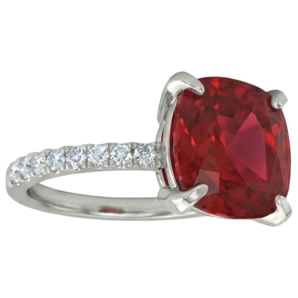 Red Ruby With Natural Earth Mined Diamond ( Not Lab Grown ) s 4.25 Carats Ring 14K White Gold