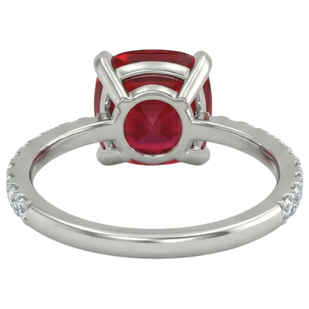 Red Ruby With Natural Earth Mined Diamond ( Not Lab Grown ) s 4.25 Carats Ring 14K White Gold