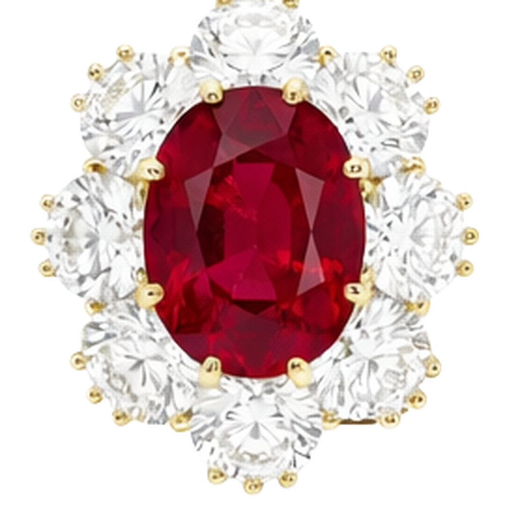 Red Ruby With Natural Earth Mined Diamond ( Not Lab Grown )s 3 Carats Engagement Ring 14K Yellow Gold