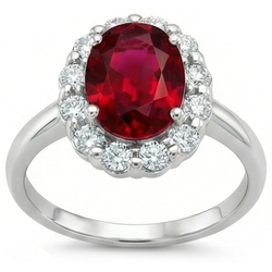 Red Ruby With Natural Earth Mined Diamond ( Not Lab Grown )s 4.25 Ct Wedding Ring White Gold 14K