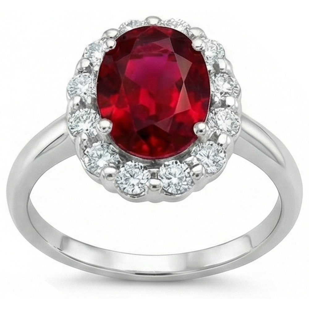 Red Ruby With Natural Earth Mined Diamond ( Not Lab Grown )s 4.25 Ct Wedding Ring White Gold 14K