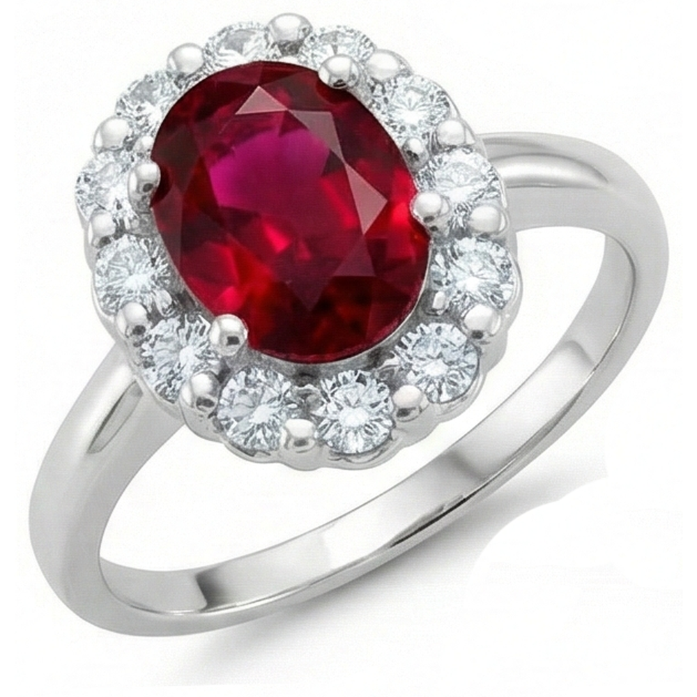 Red Ruby With Natural Earth Mined Diamond ( Not Lab Grown )s 4.25 Ct Wedding Ring White Gold 14K