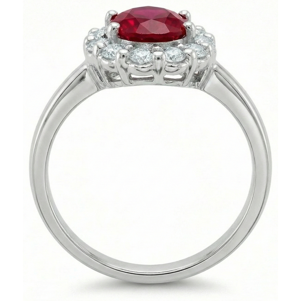 Red Ruby With Natural Earth Mined Diamond ( Not Lab Grown )s 4.25 Ct Wedding Ring White Gold 14K