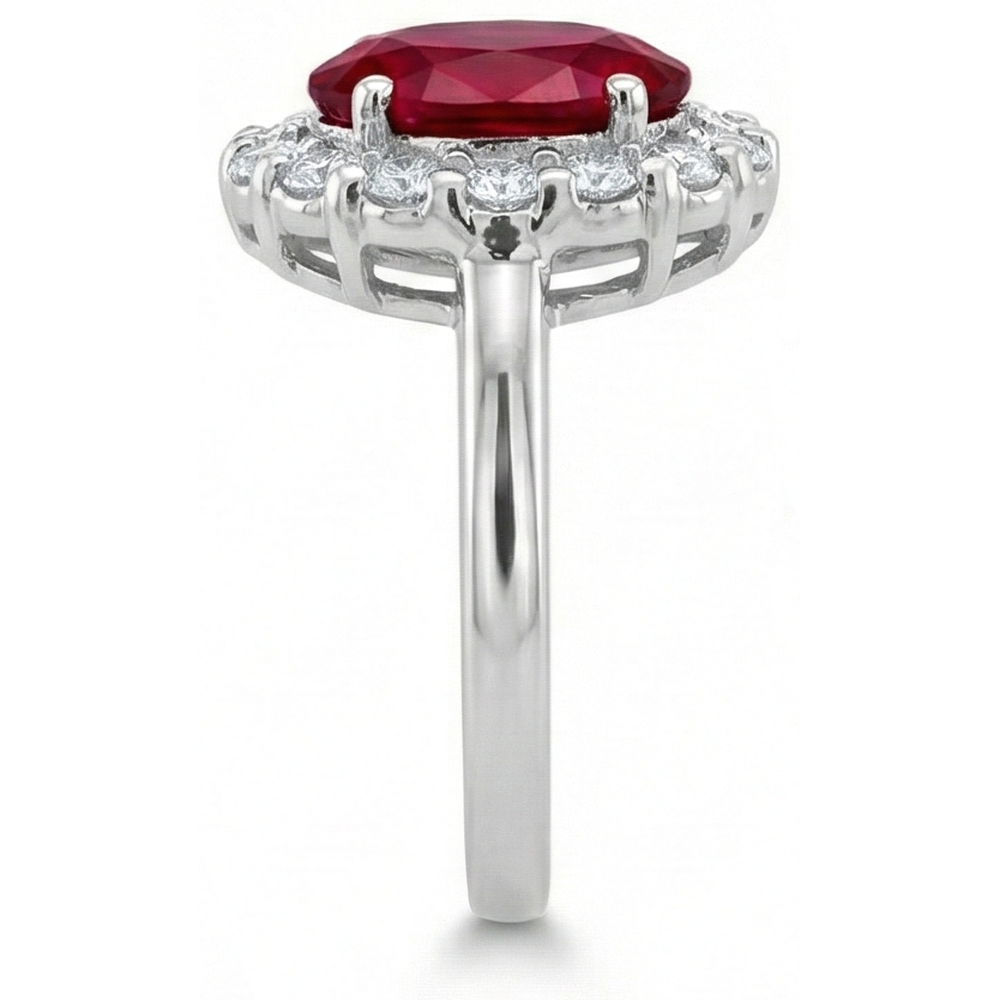 Red Ruby With Natural Earth Mined Diamond ( Not Lab Grown )s 4.25 Ct Wedding Ring White Gold 14K