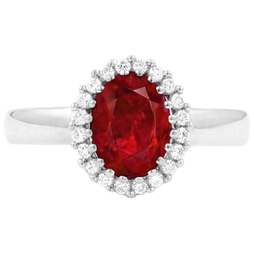 Red Ruby With Natural Earth Mined Diamond ( Not Lab Grown )s 5.75 Carats Ring White Gold 14K
