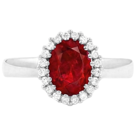 Red Ruby With Natural Earth Mined Diamond ( Not Lab Grown )s 5.75 Carats Ring White Gold 14K