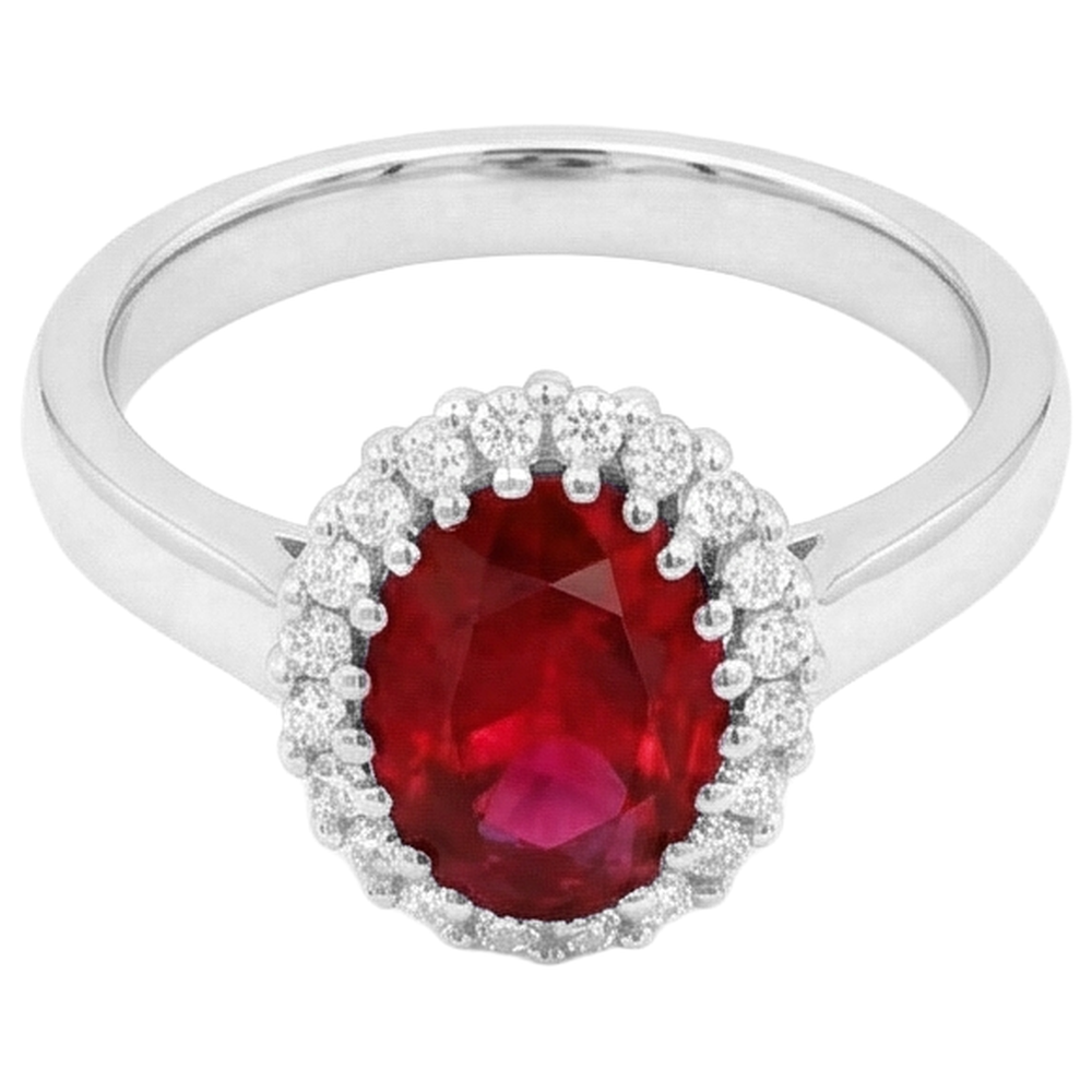 Red Ruby With Natural Earth Mined Diamond ( Not Lab Grown )s 5.75 Carats Ring White Gold 14K
