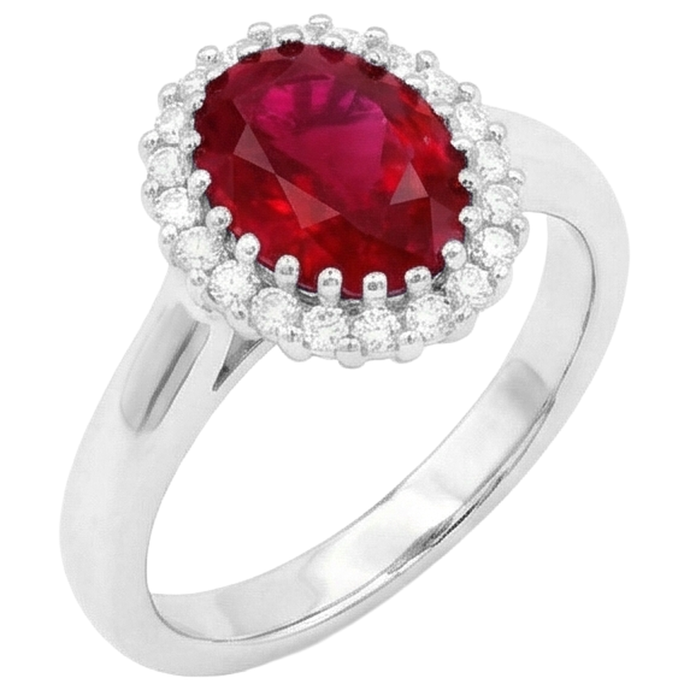 Red Ruby With Natural Earth Mined Diamond ( Not Lab Grown )s 5.75 Carats Ring White Gold 14K