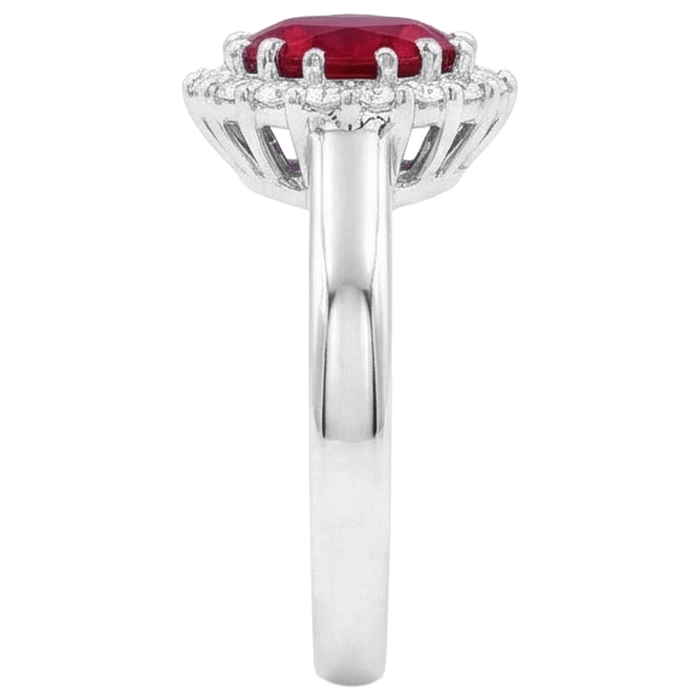 Red Ruby With Natural Earth Mined Diamond ( Not Lab Grown )s 5.75 Carats Ring White Gold 14K