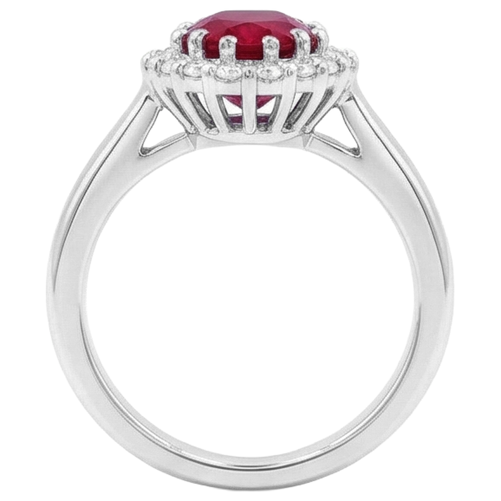 Red Ruby With Natural Earth Mined Diamond ( Not Lab Grown )s 5.75 Carats Ring White Gold 14K
