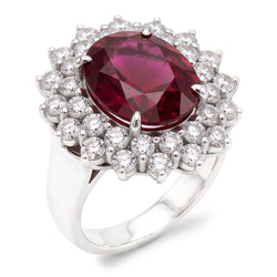 Red Tourmaline And Natural Earth Mined Diamond ( Not Lab Grown )s 6.5 Ct Engagement Ring 14K Gold