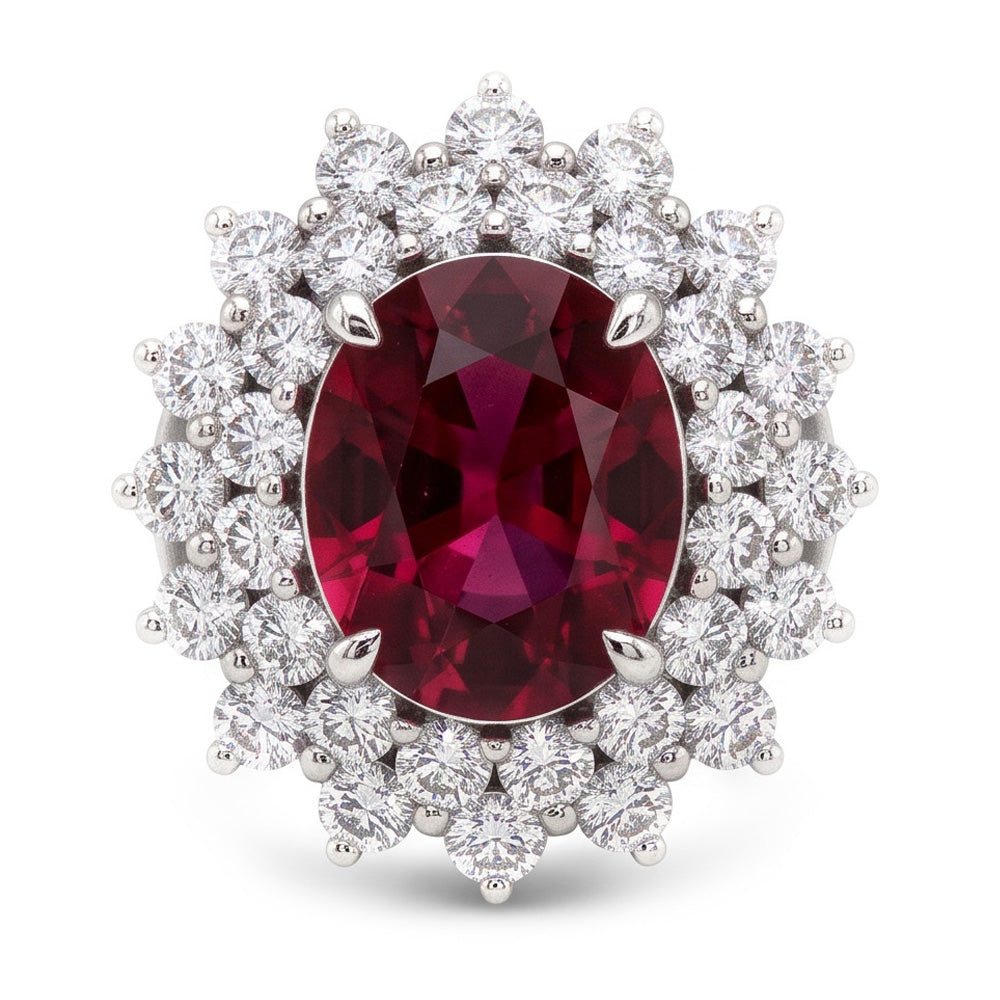Red Tourmaline And Natural Earth Mined Diamond ( Not Lab Grown )s 6.5 Ct Engagement Ring 14K Gold