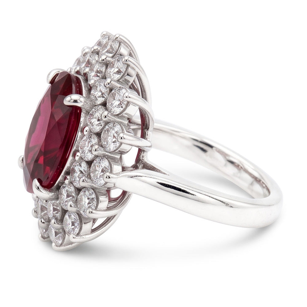 Red Tourmaline And Natural Earth Mined Diamond ( Not Lab Grown )s 6.5 Ct Engagement Ring 14K Gold